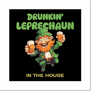 Drunk Leprechaun St Paddys Day Posters and Art